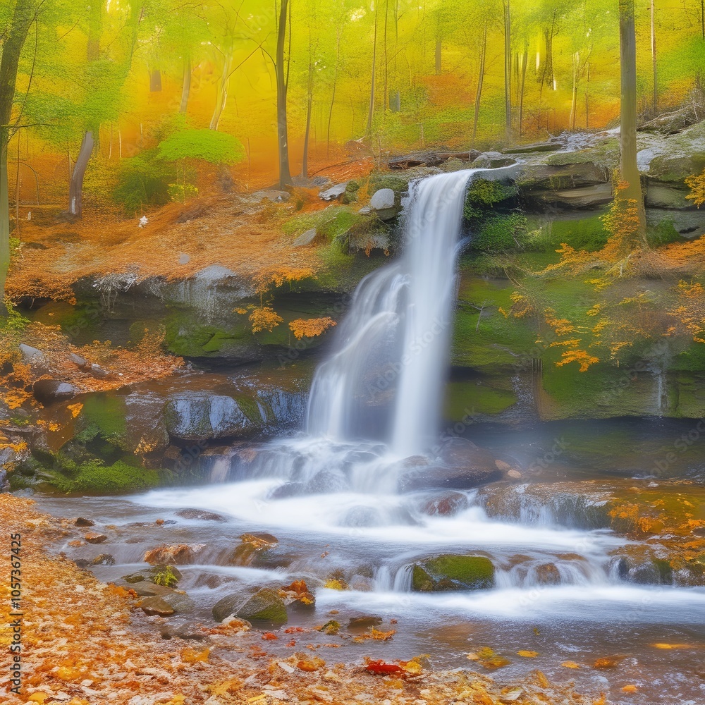 forest waterfall in in the woods during autumn forest waterfall in in the woods during autumn