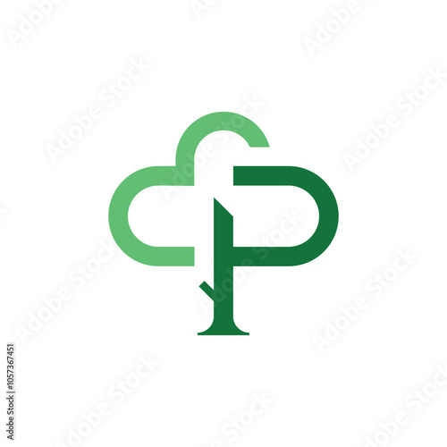 Minimalist Letter P and Tree Logo