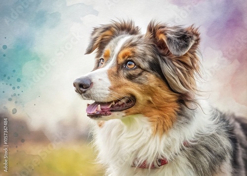 Cute Dog Portrait in Watercolor Style - High Dynamic Range Art for Pet Lovers