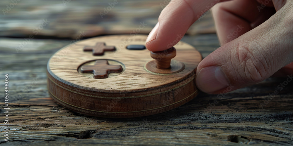 Fototapeta premium Single video game controller made with wood 