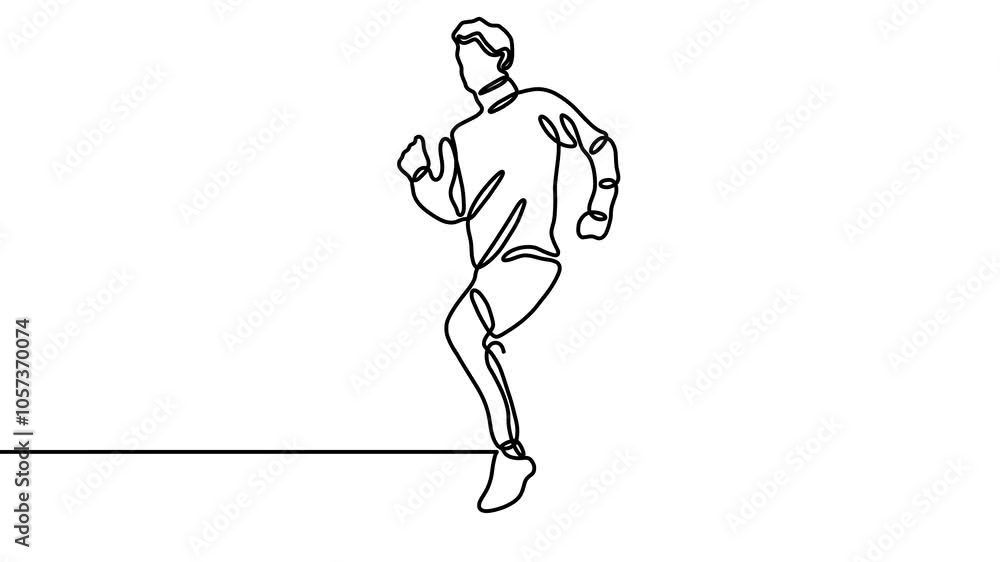Illustration man running on continuous line time lapse