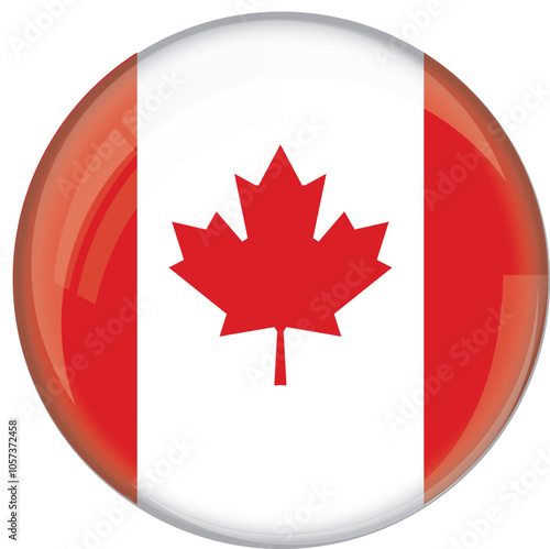  Canada flag with glossy rounded button for football team and national emblem