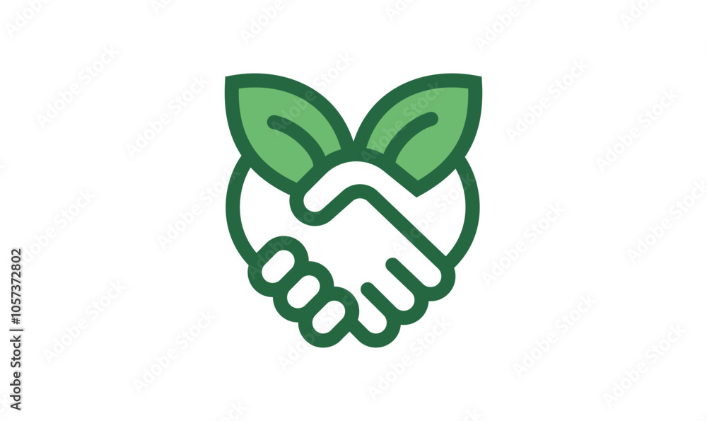 Hand leaf with handshake nature green vector art leaf handshake logo Hand leaf with handshake nature green vector art leaf handshake logo