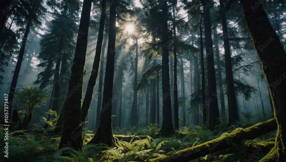 Fototapeta premium Magical forest with big trees