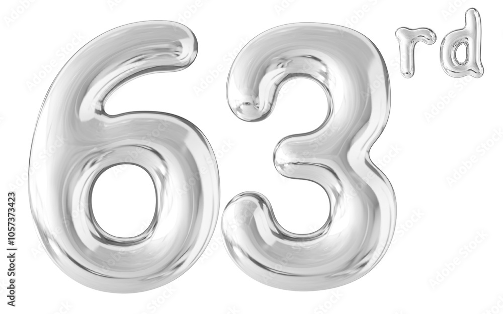 63rd Year Anniversary Silver Number Bubble 63rd Year Anniversary Silver Number Bubble