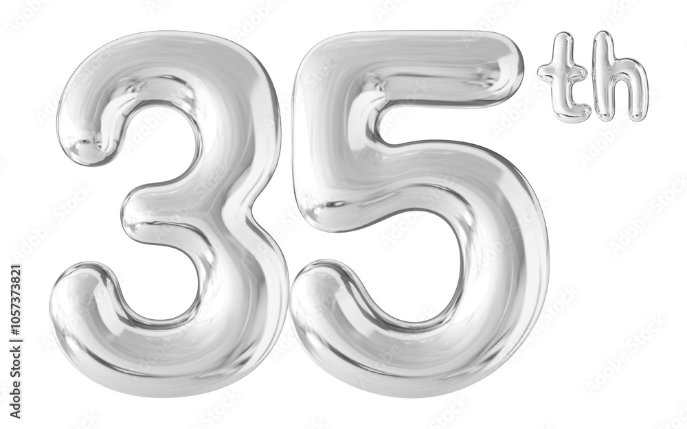 35th Year Anniversary Silver Number Bubble 35th Year Anniversary Silver Number Bubble