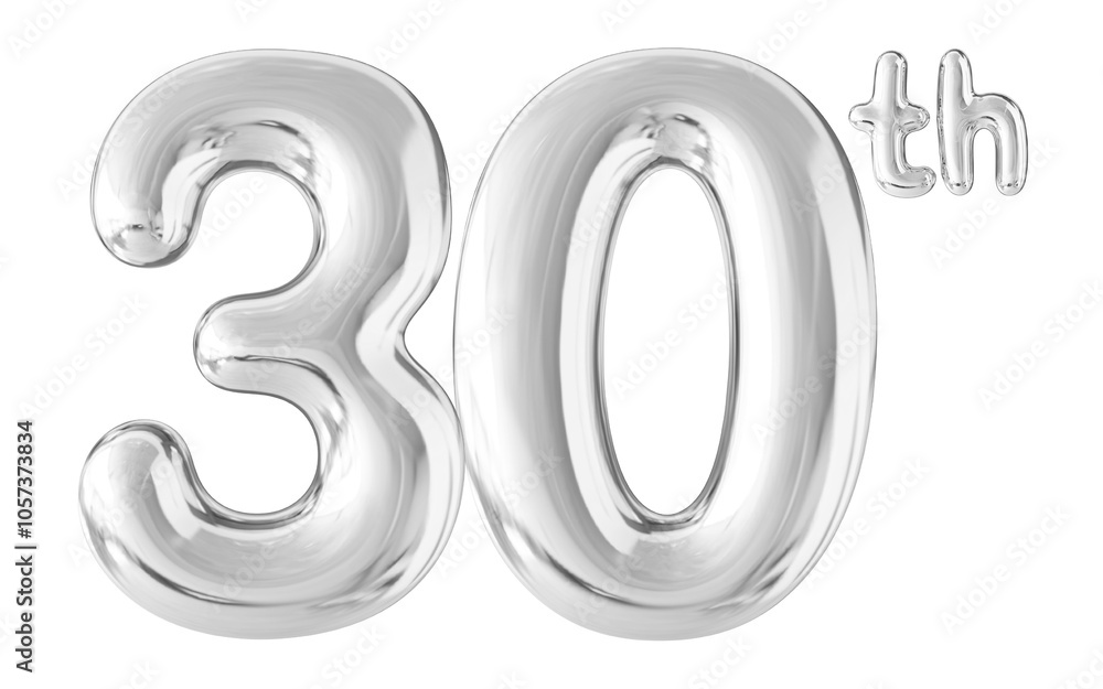 30th Year Anniversary Silver Number Bubble 30th Year Anniversary Silver Number Bubble