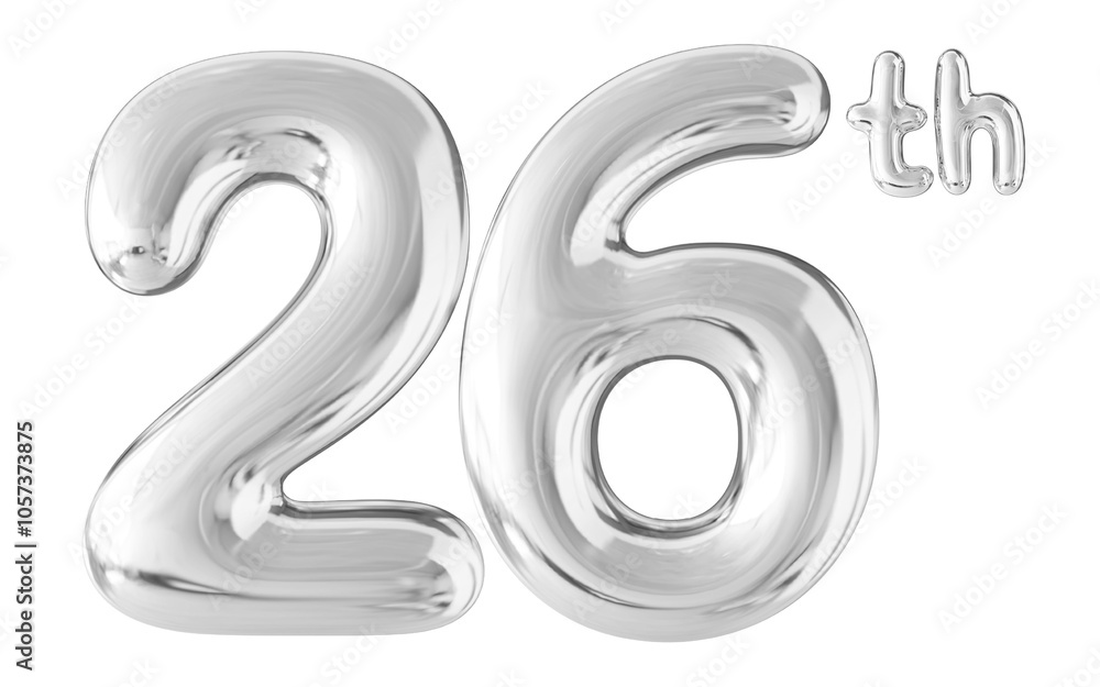 26th Year Anniversary Silver Number Bubble 26th Year Anniversary Silver Number Bubble