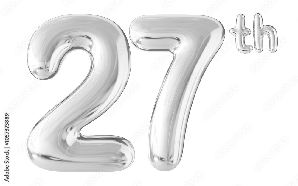 27th Year Anniversary Silver Number Bubble 27th Year Anniversary Silver Number Bubble