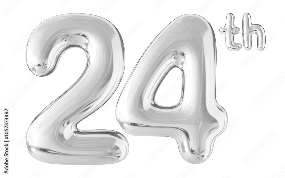 24th Year Anniversary Silver Number Bubble 24th Year Anniversary Silver Number Bubble