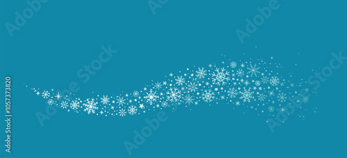 Winter snowflakes wave, snow border with white flakes
