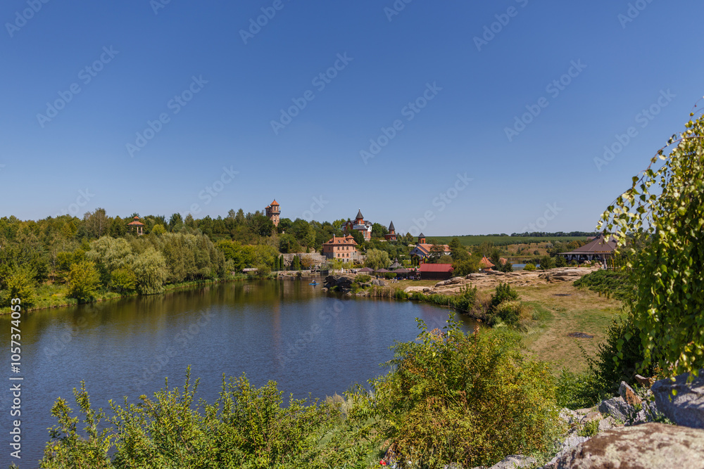 beautiful garden and church Kyiv region Buky, Ukraine. Background, wallpaper beautiful garden and church Kyiv region Buky, Ukraine. Background, wallpaper