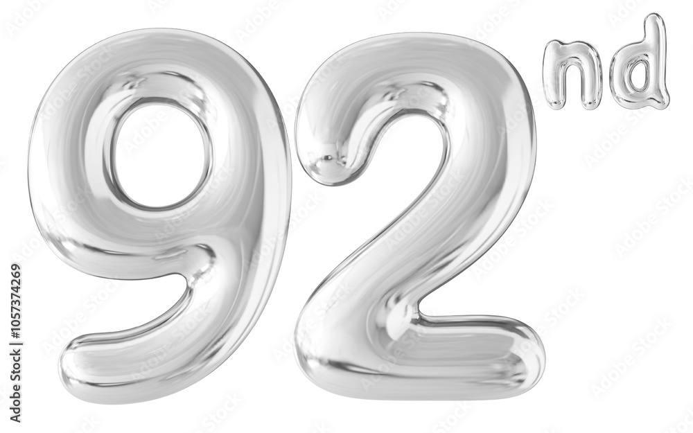 92nd Year Anniversary Silver Number Bubble 92nd Year Anniversary Silver Number Bubble