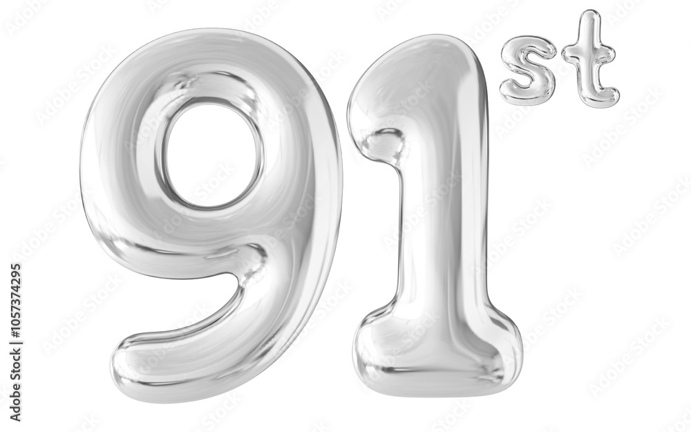 91st Year Anniversary Silver Number Bubble 91st Year Anniversary Silver Number Bubble