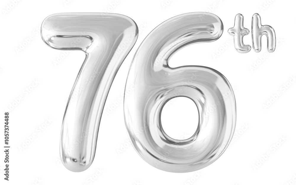 76th Year Anniversary Silver Number Bubble 76th Year Anniversary Silver Number Bubble