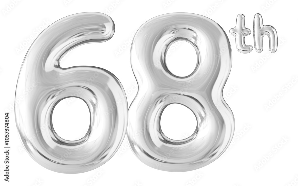 68th Year Anniversary Silver Number Bubble 68th Year Anniversary Silver Number Bubble