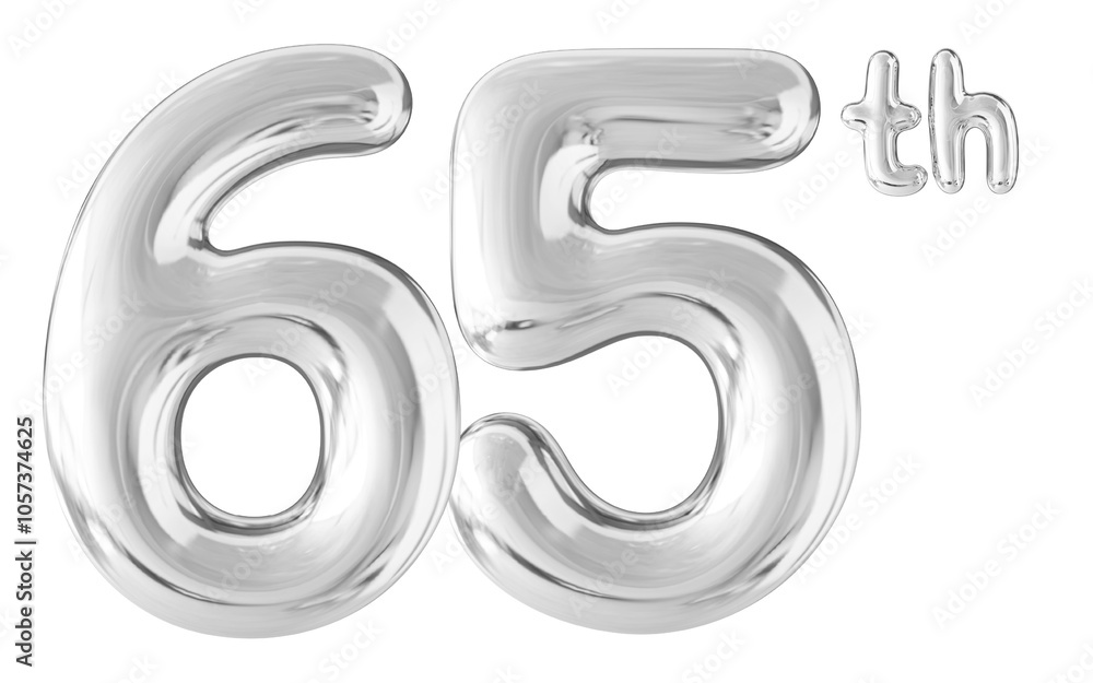 65th Year Anniversary Silver Number Bubble 65th Year Anniversary Silver Number Bubble