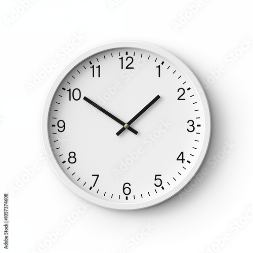 White Round Wall Clock with Black Hands and Numbers