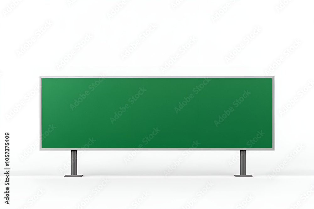 3D rendering of a green rectangular billboard with a stand on a white background, Generative AI 3D rendering of a green rectangular billboard with a stand on a white background, Generative AI
