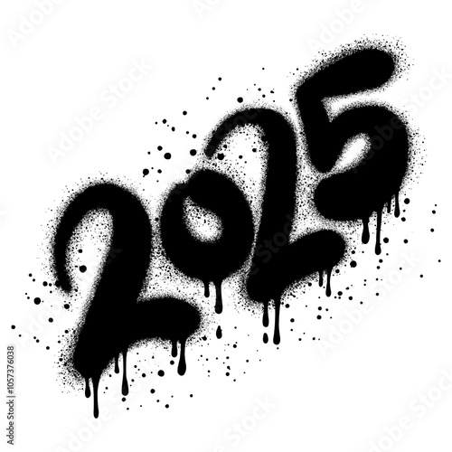 2025 new year graffiti in spray paint style.