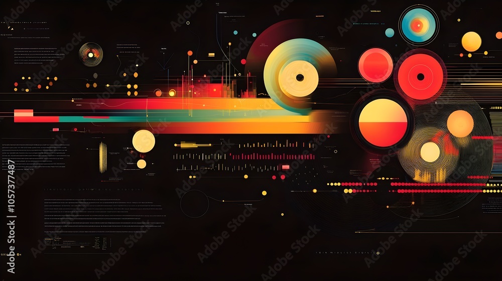 Obraz premium Visualizing the Fleeting Lifecycle of Digital Memes through Vibrant Abstract Infographic