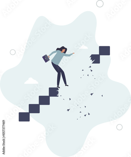 Career path obstacle, business problem or risk, challenge to achieve success or leadership to overcome difficulty concept.flat characters.