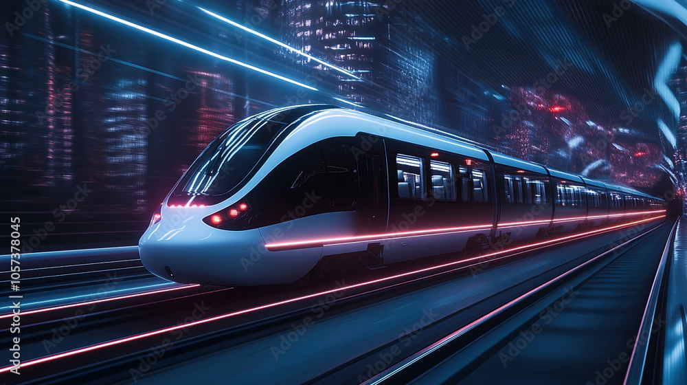 fast train in a tunnel with vibrant lights, fast train in a tunnel with vibrant lights,