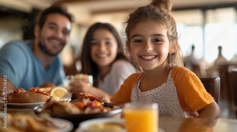 Bright and lively scene of a hotel breakfast buffet, Bright and lively scene of a hotel breakfast buffet,
