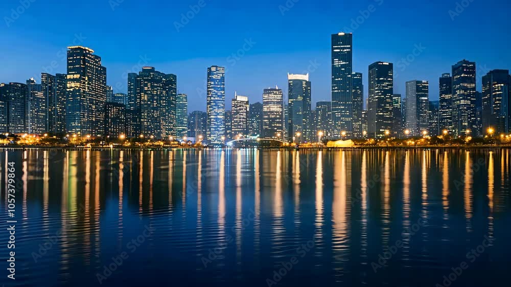 城市夜景倒影唯美大气高楼大厦 城市夜景倒影唯美大气高楼大厦
