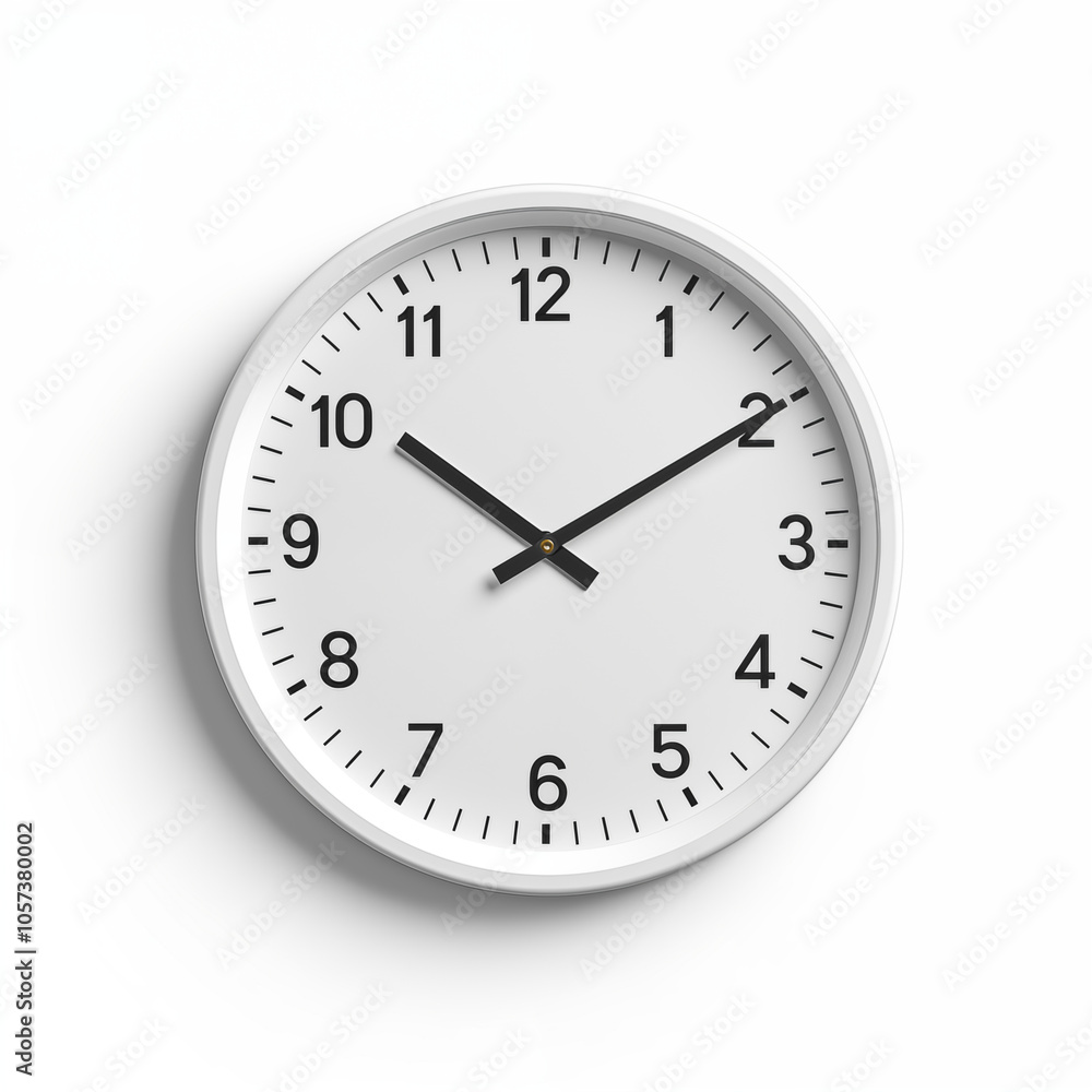 White Round Wall Clock with Black Hands and Numbers White Round Wall Clock with Black Hands and Numbers