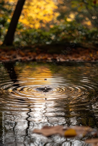 A drop drips into the water. Selective focus