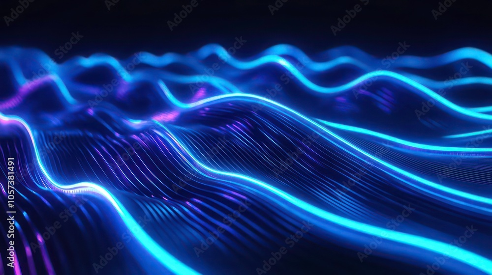 Abstract waves of light in purple and blue, creating a dynamic visual effect. Abstract waves of light in purple and blue, creating a dynamic visual effect.