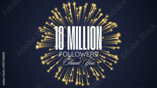 Thank you followers peoples, 10m online social group, happy banner celebrate, Vector illustration image.
