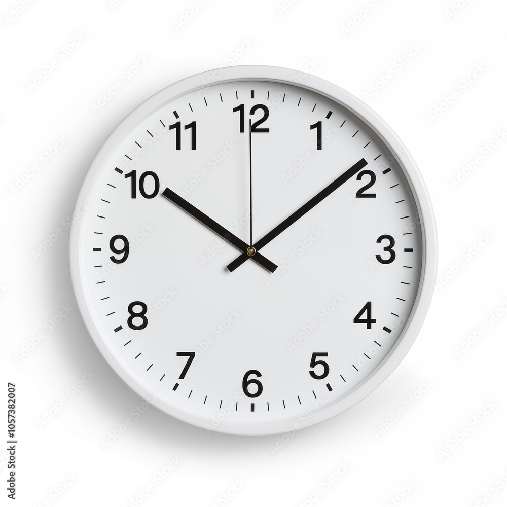 White Round Wall Clock with Black Numbers and Hands White Round Wall Clock with Black Numbers and Hands