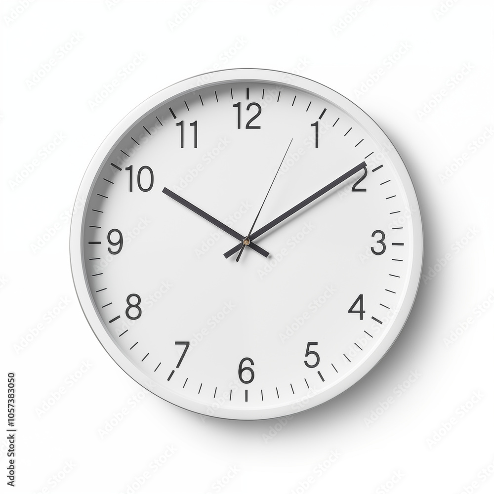 White Round Wall Clock with Black Numbers and Hands White Round Wall Clock with Black Numbers and Hands
