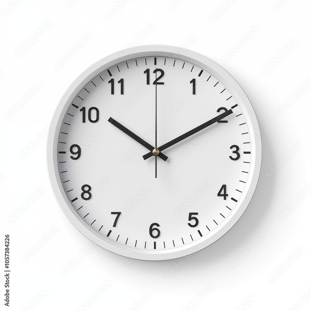 White Round Wall Clock with Black Numbers and Hands White Round Wall Clock with Black Numbers and Hands