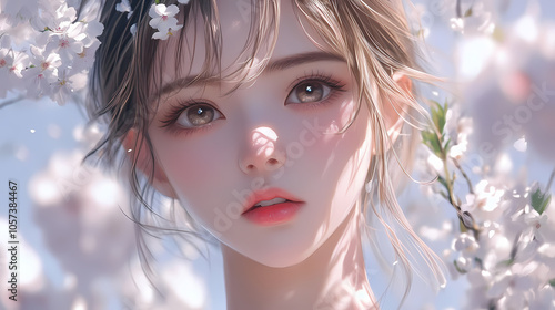 Beautifully Detailed Flower Close-Up: Anime and Manga Style Art