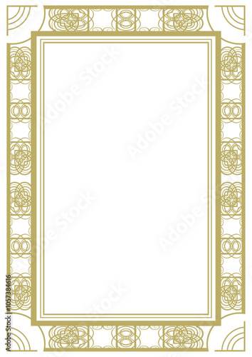 Golden vintage frame A4 size. Greek motifs. Версия 3. Vector illustration