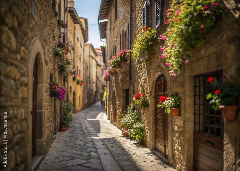 Fototapeta Narrow Alley in Florence - Charming Italian Streets with Tilt-Shift Effect for Stunning Photography