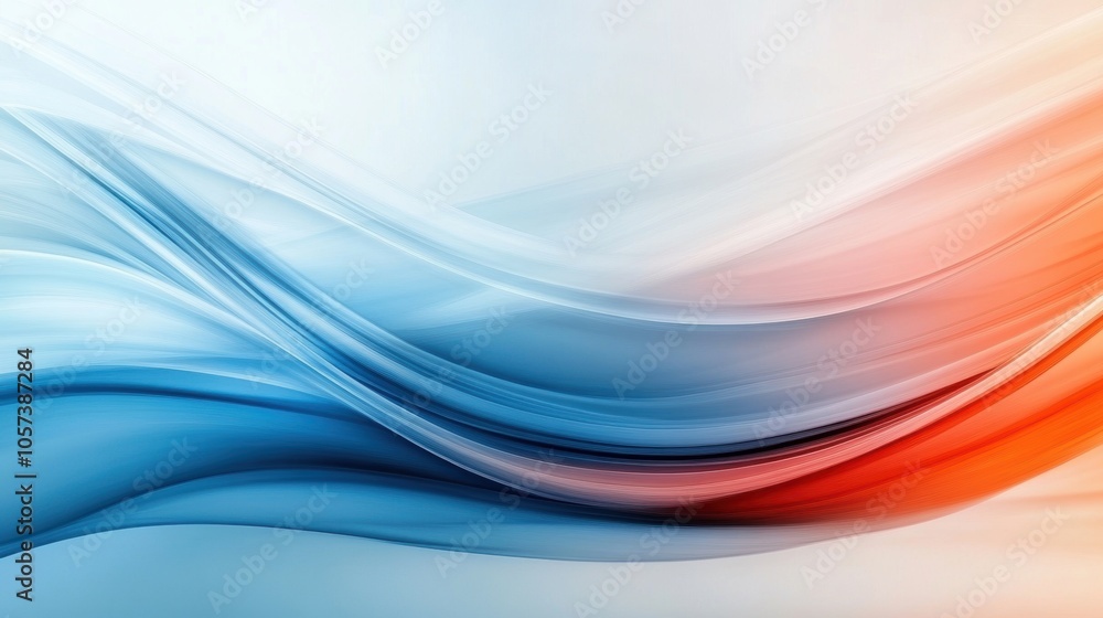 Fototapeta premium Abstract gradient waves in blue and orange shades on a light background.
