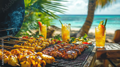 Barbecue Feast by the Caribbean Beachside