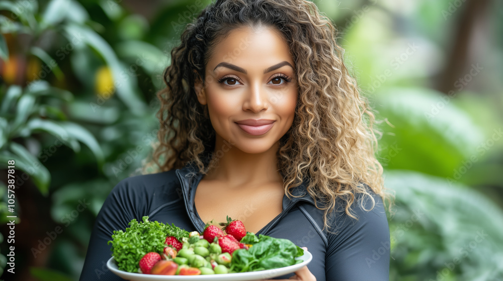 Fresh Salad Presentation in Lush Green Environment. Fresh Salad Presentation in Lush Green Environment.