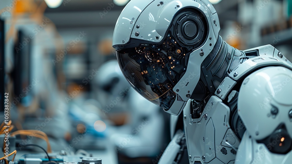 Fototapeta premium Futuristic Robot in a Technological Setting