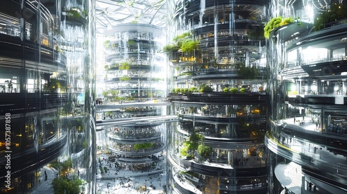 Futuristic Megastructure Habitat with Modular Arcologies Renewable Energy and Expansive Communal Spaces photo