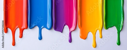 Vibrant Oil Paint Drips - Dynamic Multicolor Expression on Textured Canvas Showcasing Artistic Freedom and Creativity