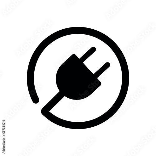 Plug in icon vector, electric plug icon vector, plug in silhouette vector flat illustration isolated on white background.