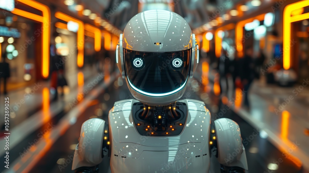 Futuristic Robot in a Modern Setting: A Glimpse into the Future of Technology Futuristic Robot in a Modern Setting: A Glimpse into the Future of Technology