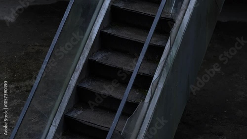 abandoned escalator in an unfinished building