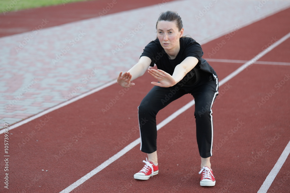 Obraz premium Woman doing workout exercises outside
