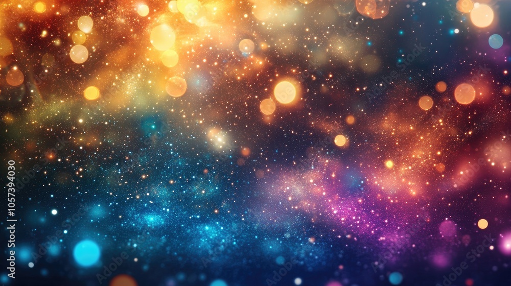 Fototapeta premium Abstract stardust scene with a cosmic background, ideal for space concepts, featuring a wide panorama layout and ample copy space for creative projects.